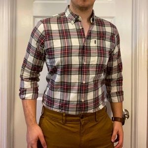 Mens Barbour Tartan Plaid Tailored Fit Button Down Shirt Size Small